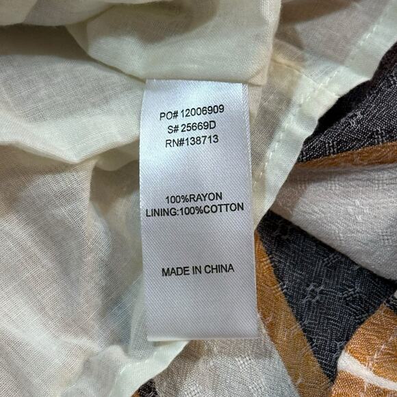 Doe & Rae Mustard Yellow, White & Gray Striped Short Sleeve Dress - Women Small - Picture 6 of 6